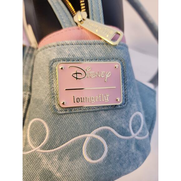 Disney Loungefly Minnie Mouse Cowgirl Backpack Denim Fringe Pink Western main image 14